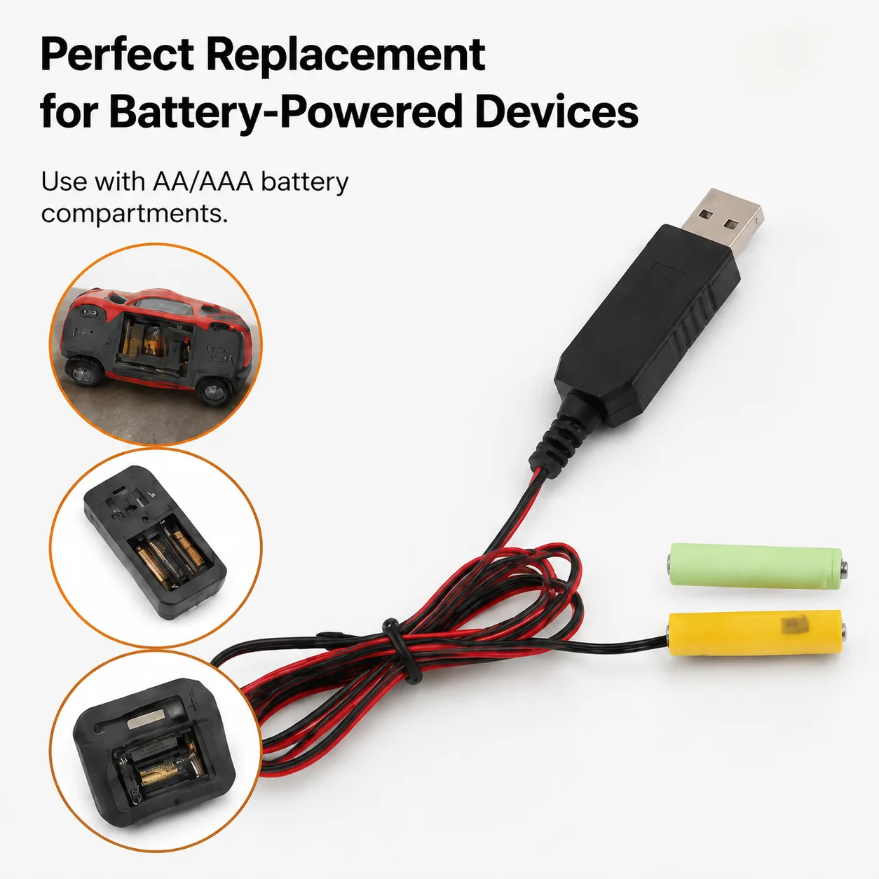 Фото Замена батареек AAA с помощью USB-кабеля питания: преобразование напряжения с 5В на 3В для пультов дистанционного управления беспроводными светодиодными лампами. №1