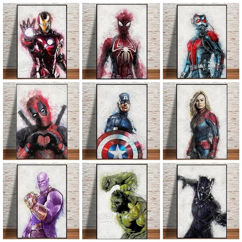 

Marvel Avengers Iron Man White Kraft Paper Posters Nursery Wall Art Posters And Prints Wall Pictures For Kids Room Decor