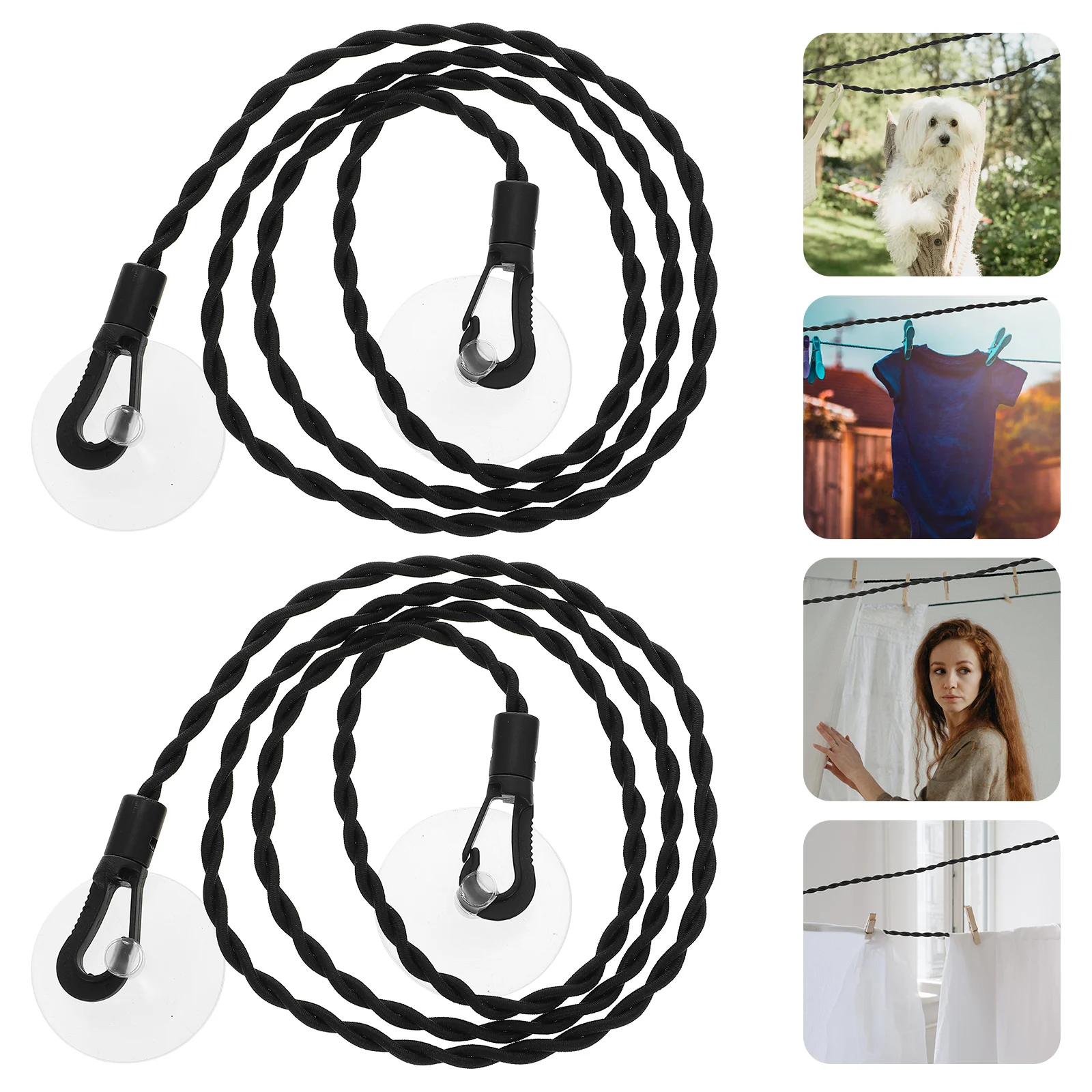 

2 Pcs Portable Clothesline Rack Camping Supply Telescopic Travel Sucker Elastic Rope Home Drying Ropes Laundry