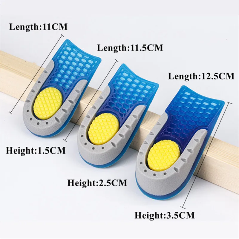 Silicone Heightening Increase Insole Inner Height Templates Half Cushion Soft Elastic Arch Support Orthopedic Insoles Men Women images - 6