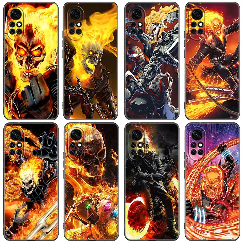 Ghost Rider Phone Case For Huawei Honor 60 50 Mate 40 30 20 10 Lite Nova 9 8 Pro 7 SE Y60 30S 8i 7i 5T Premium Soft Black Cover