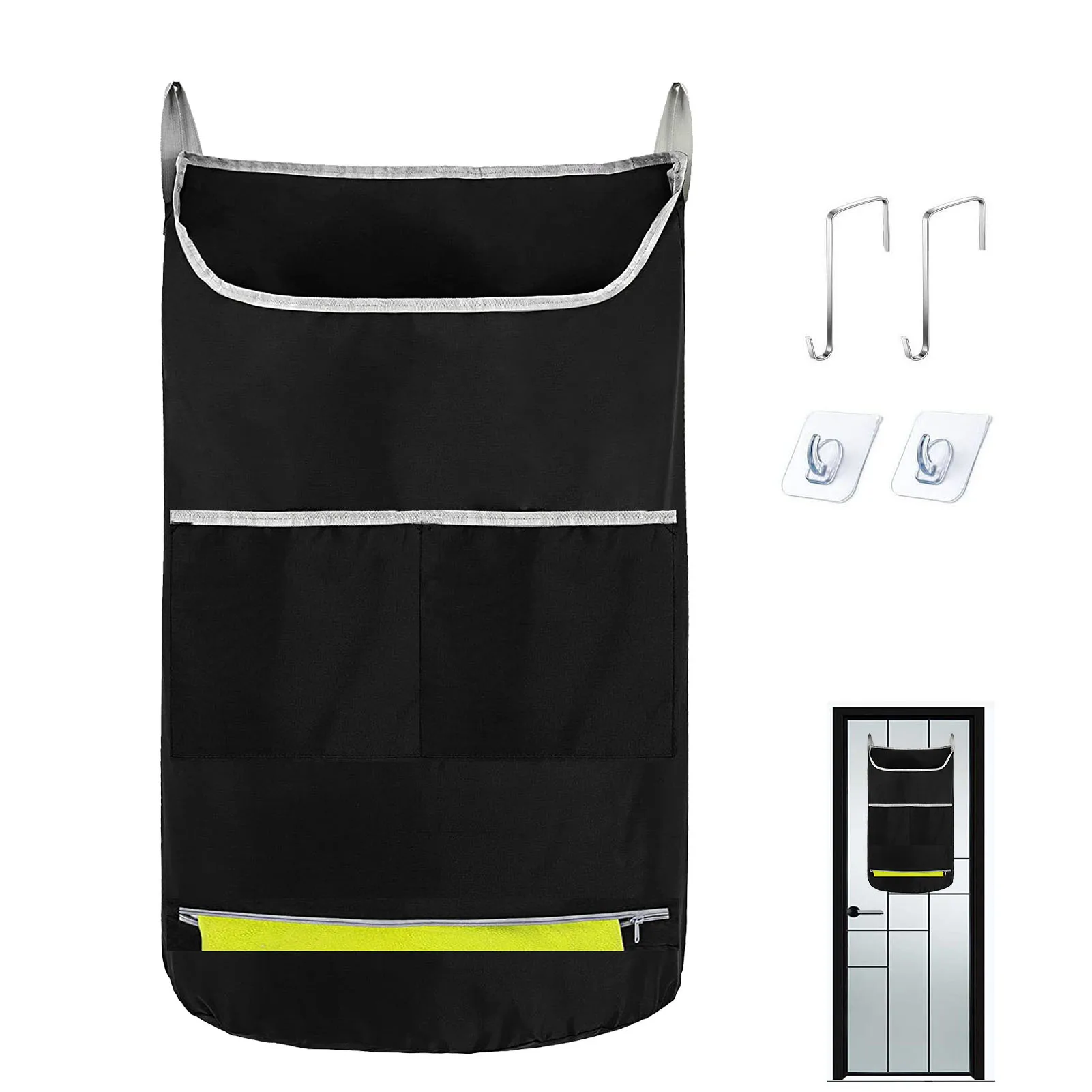 

Dirty Clothes Hang Bag Large Capacity Expandable Multi-Pocket Laundry Hamper Large Opening Bathroom Clothes Storage Bag