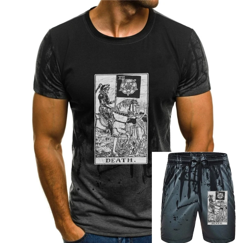 

Men T-Shirt Death Tarot Card Major Arcana tune Telling Occult Cotton Tees Fitness The Magician Empress Tops T Shirt Camisas