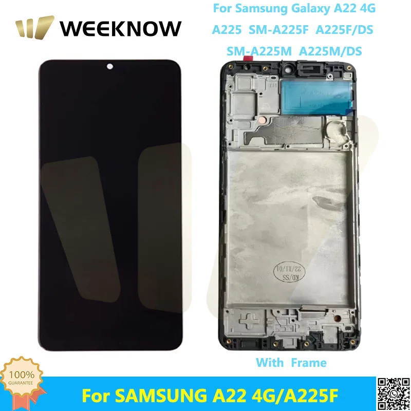 

With Frame For Samsung Galaxy A22 4G A225 SM-A225F A225F/DS LCD Display Origina +Touch Screen Digitizer Replacement For SM-A225M