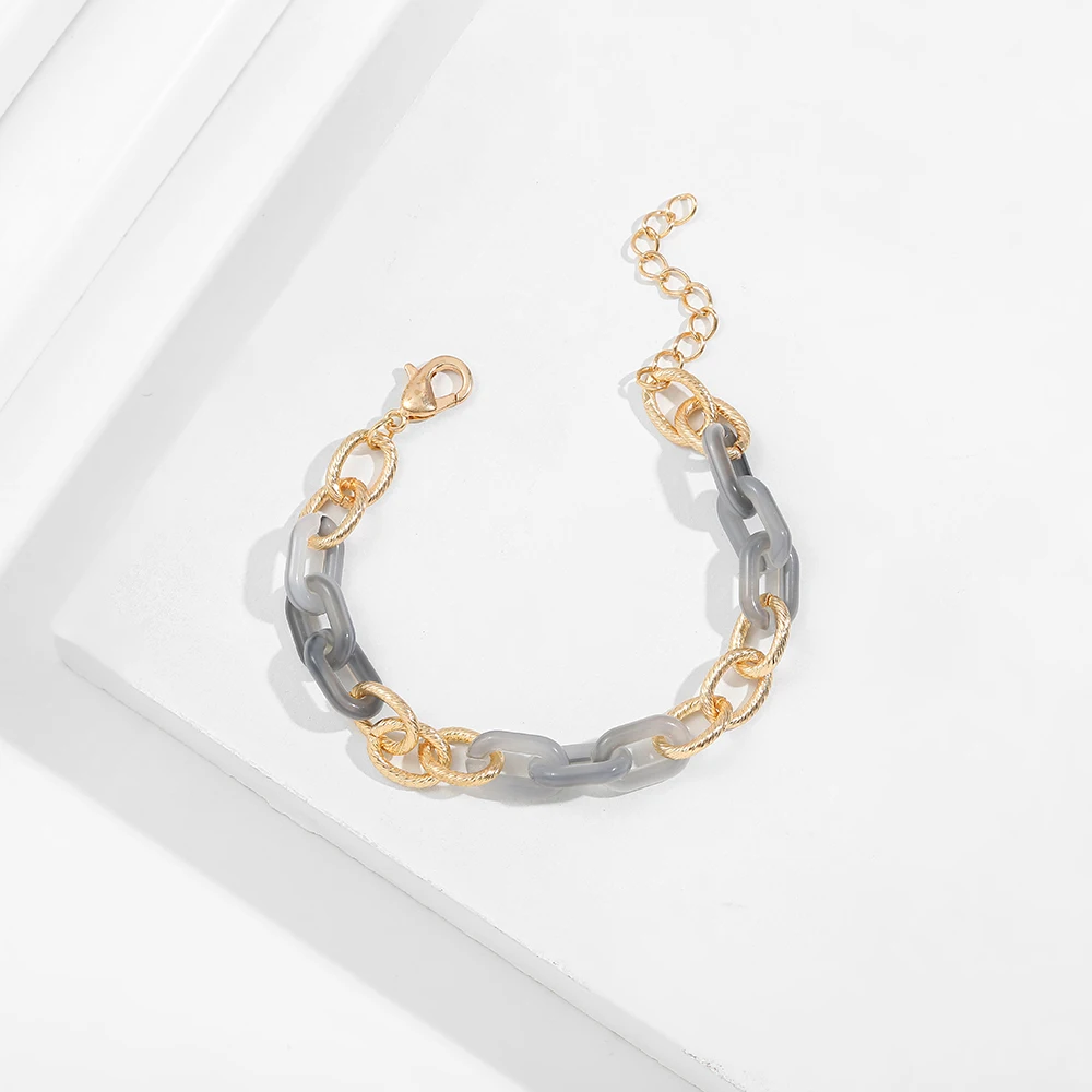 Женский браслет-цепочка из акрила и металла толстый браслет в стиле панк с