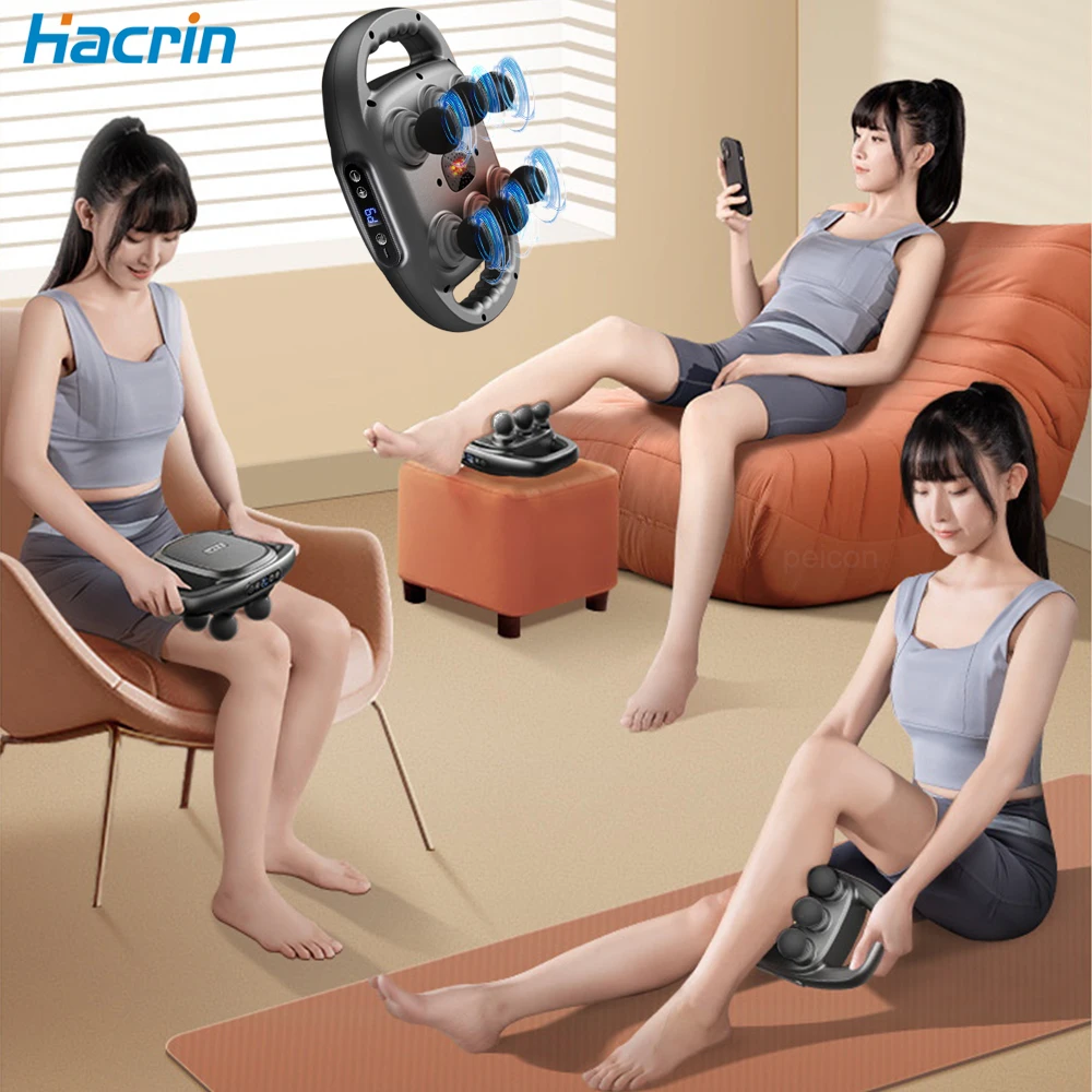 Электрический Массажер Для Фасции Пистолет 6-головочный Инструмент Релаксации