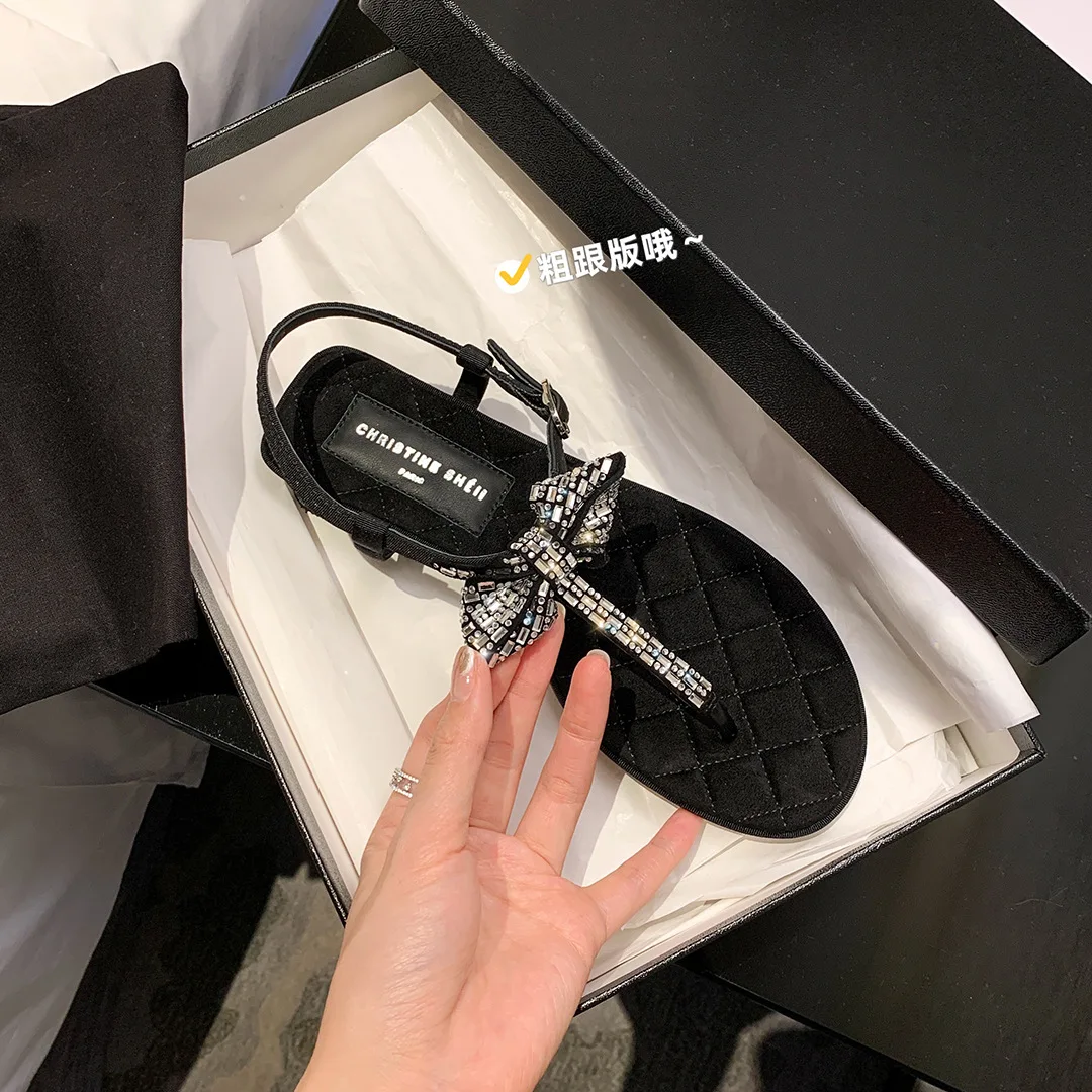 woman Flat-soled Slippers Female Summer Female Retro-style Low Heels flip-flops Shoes