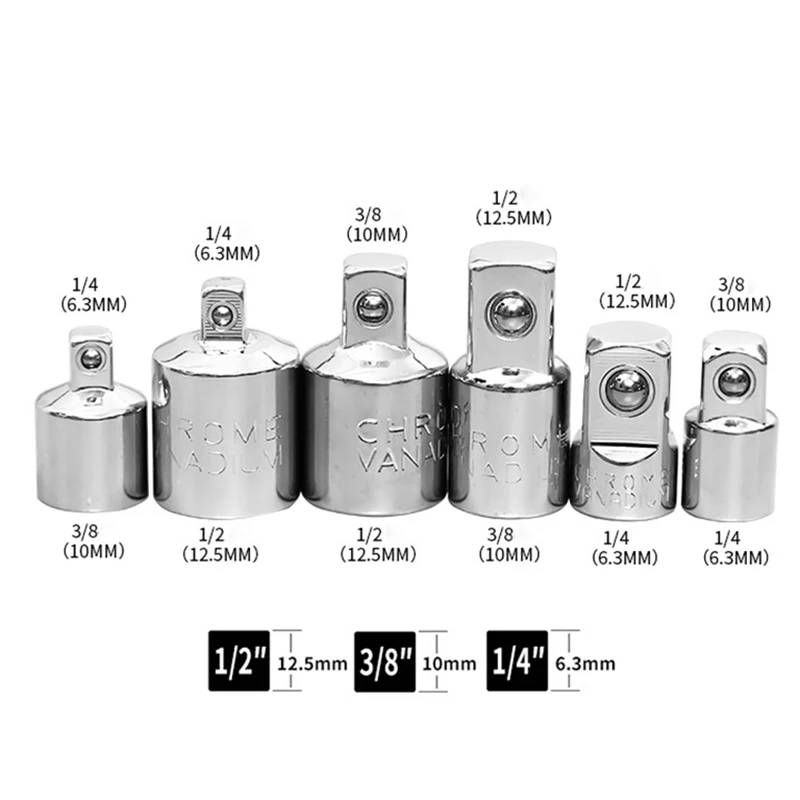 

Heavy Duty Socket Adapter Hex Shank To 1/4" 3/8" 1/2" Screwdriver Adapter Socket Drive Reducer Air Impact Ratchet Sockeladapter