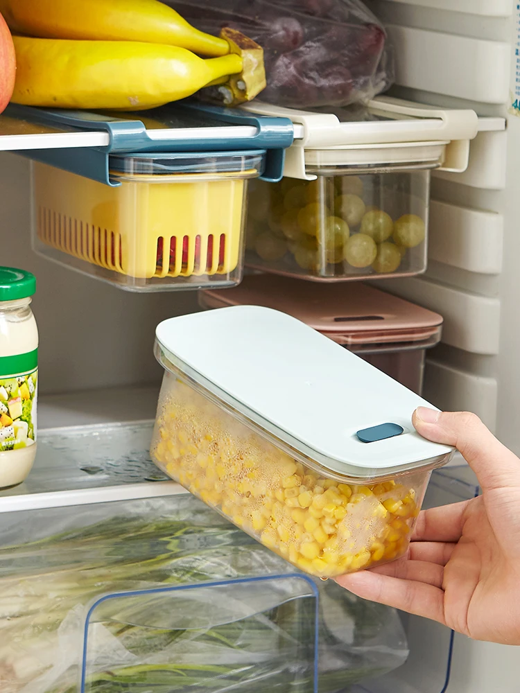 

Japanese refrigerator pull-out storage box space-saving food preservation box fruit and vegetable drain sealed storage box