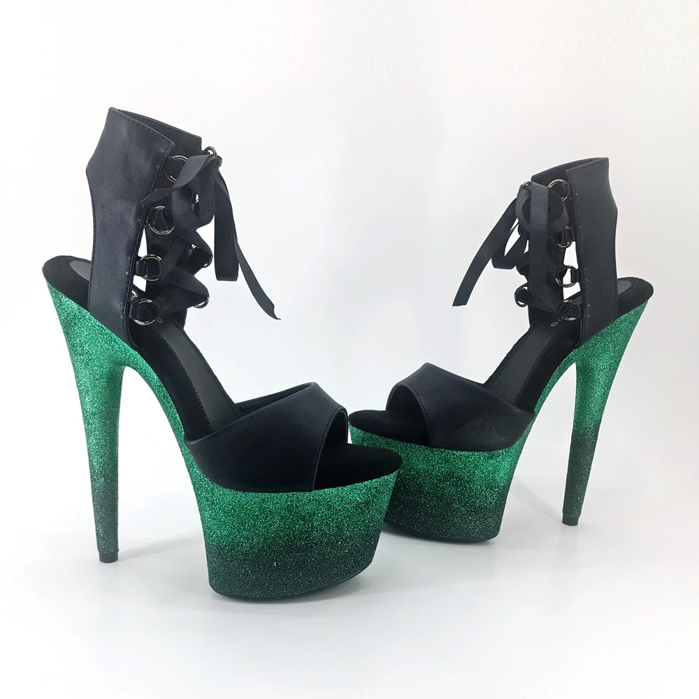 Leecabe 17cm/7Inch colorful glitter Heels sandals shoe high heel platform pole dance shoes