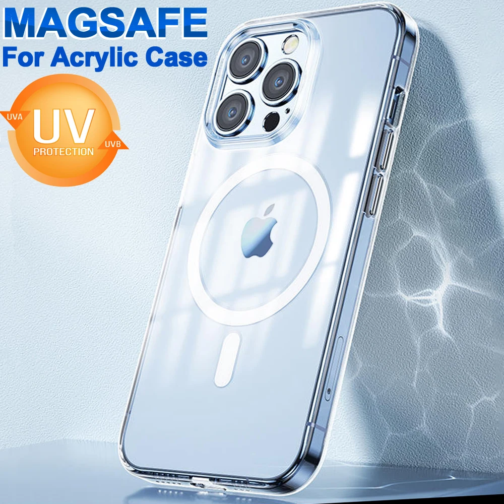 

оригинал Роскошный магнитный case, противоударный прозрачный чехлы для magsafe apple iphone чехол на айфон 11 12 13 14 про макс pro max mini мини 7 8 14 plus плюс 10 xr xs max x, акриловые силикон корпус cover