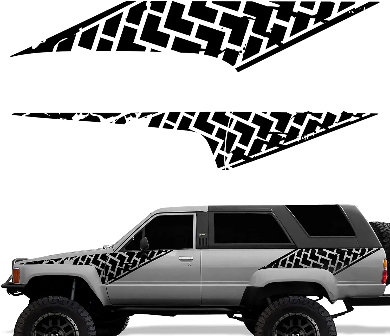 

Factory Crafts Tire Tracks Side Graphics Kit 3M Vinyl Decal Wrap Compatible with Toyota 4Runner 1987-1988 - Matte Black