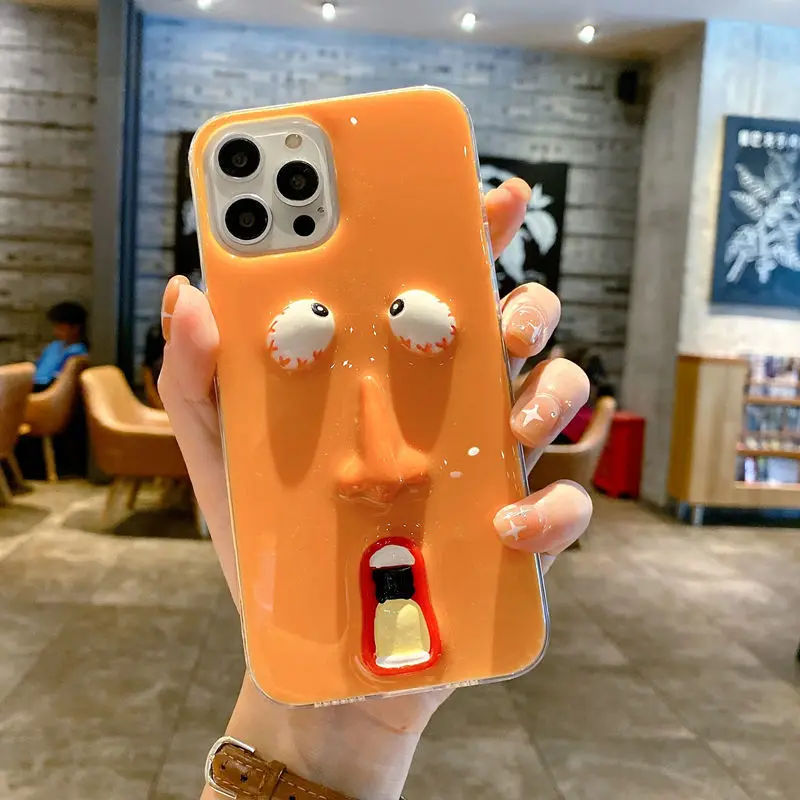 

For iphone14promax 13 12 11 x series personality creative weird scared face all inclusive mobile phone case