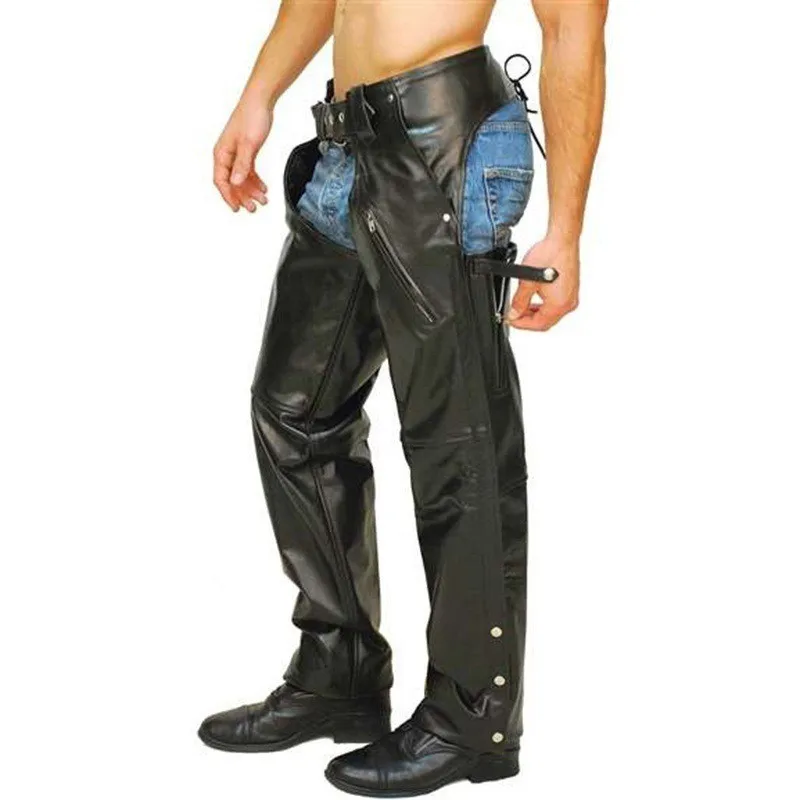 

Motorcycles Bike Riding Pants Assless Cowboy Faux Leather Pants Men Chic Hollow Out PU Leather Pants