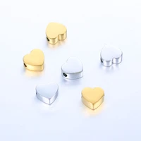 5pcs pvd stainless steel heart shape loose beads necklaces bracelets hole beads spacer charms accessories for diy jewelry gifts