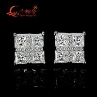 925 silver 7mm square d vvs moissanite wedding earring studs wedding gifts for women