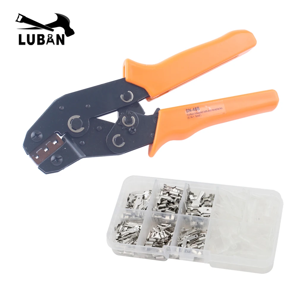

SN-48B crimping pliers 0.5-2.5mm² LUBAN high precision jaw with TAB 2.8 4.8 6.3 car terminals sets wire electrical hand tools