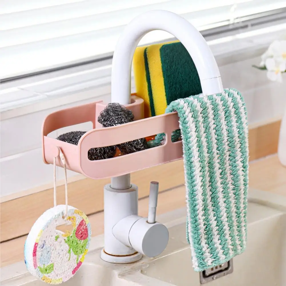 

Sink Rack Durable Clip Type Large Capacity Household Supplies Shower Rod Shelf Dishwashing Sponge Rack