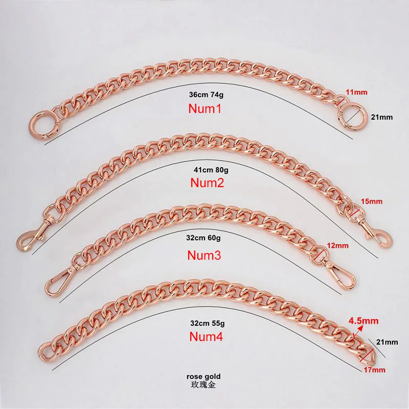 6 Styles Long Convenient Metal Purse Chain Strap Handle Handle Replacement for Handbag Shoulder Bag Rose Gold Chain Accessories