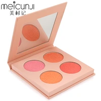 meicunji 4 color pink tender silky cheek red dish stereo makeup high disc petal shape highlighter blush with mirror m800012