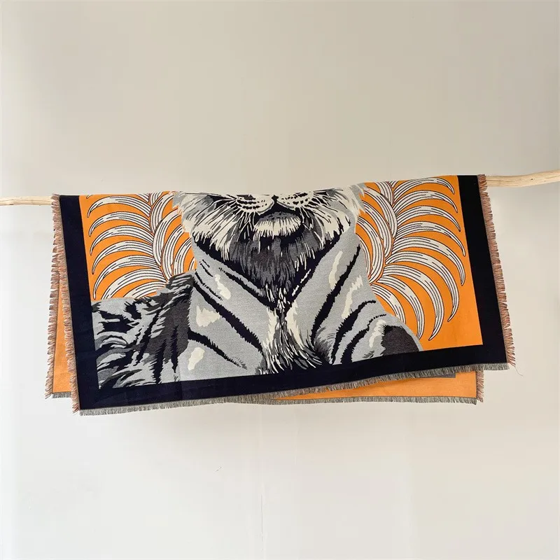 Роскошный женский кашемировый тигровый принт украшение на стену толстый зимний