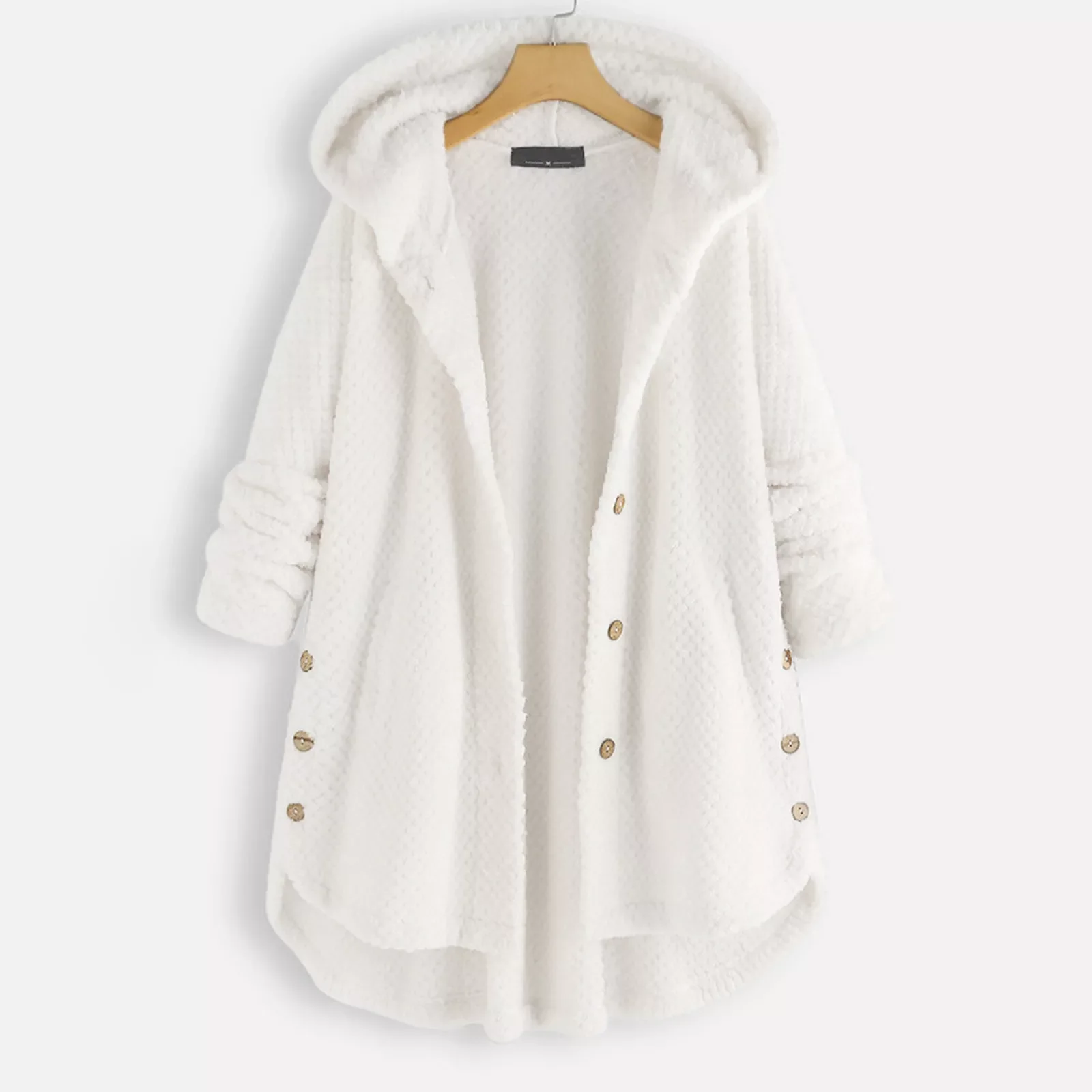 

NEW 2023 2023 Fashion Ladies Hooded Coat With Button Womens Warm Plush Loose Jacket Autumn Knit Tops Clothes Veste Femme