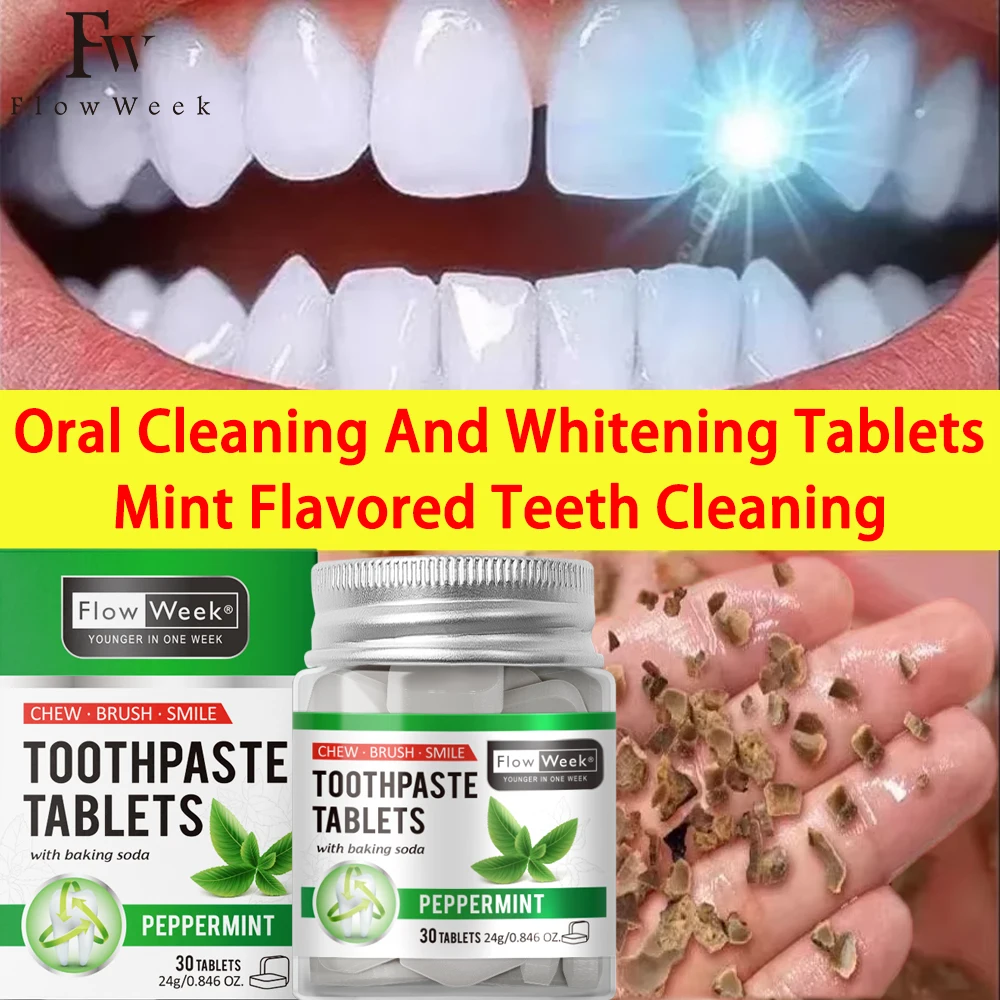 FlowWeek 30 таблеток пищевая Сода для удаления желтых зеленых зубов защиты свежее