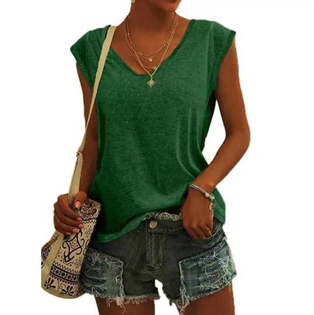 

2022NEW Top Women Sleeveless Shirts Summer Streetwear Casual Ladies Loose V Nekc Basic Solid Color Tanks Vest Tops 2021