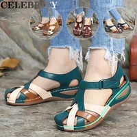 fashion women sandals sli on round female slippers casual comfortable outdoor fashion sunmmer plus size shoes women