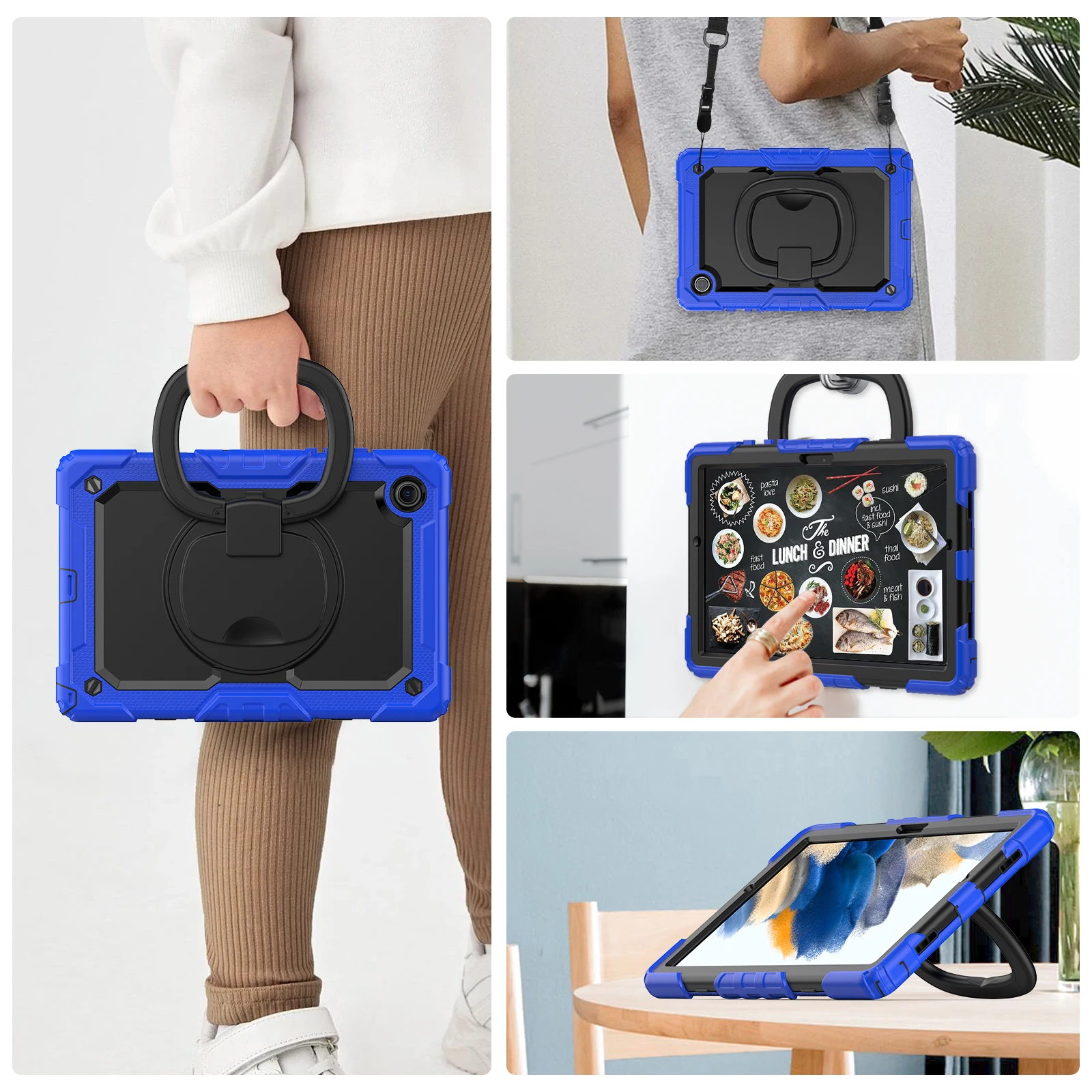 Фото Чехол для Samsung Galaxy Tab A8 10,5 2021, модель SM-X200 X205 X207, сверхпрочный чехол с вращающейся подставкой, ручкой, плечевым ремнем №5