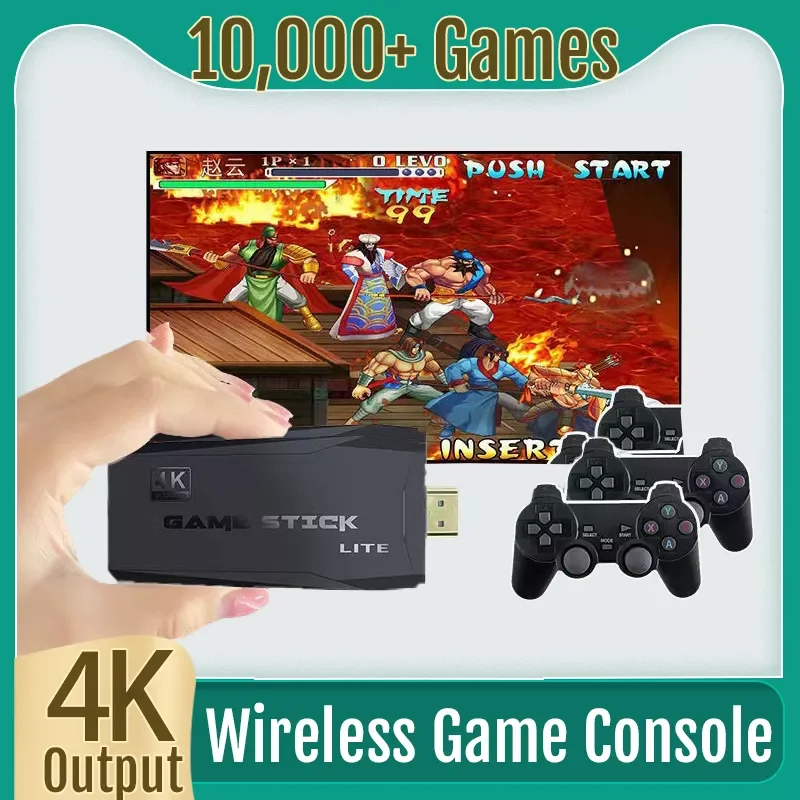 

Game Consoles 4K HD 2.4G Wireless 10000 Games 64GB Retro Mini Classic Gaming Gamepads TV Family Controller For PS1/GBA/MD