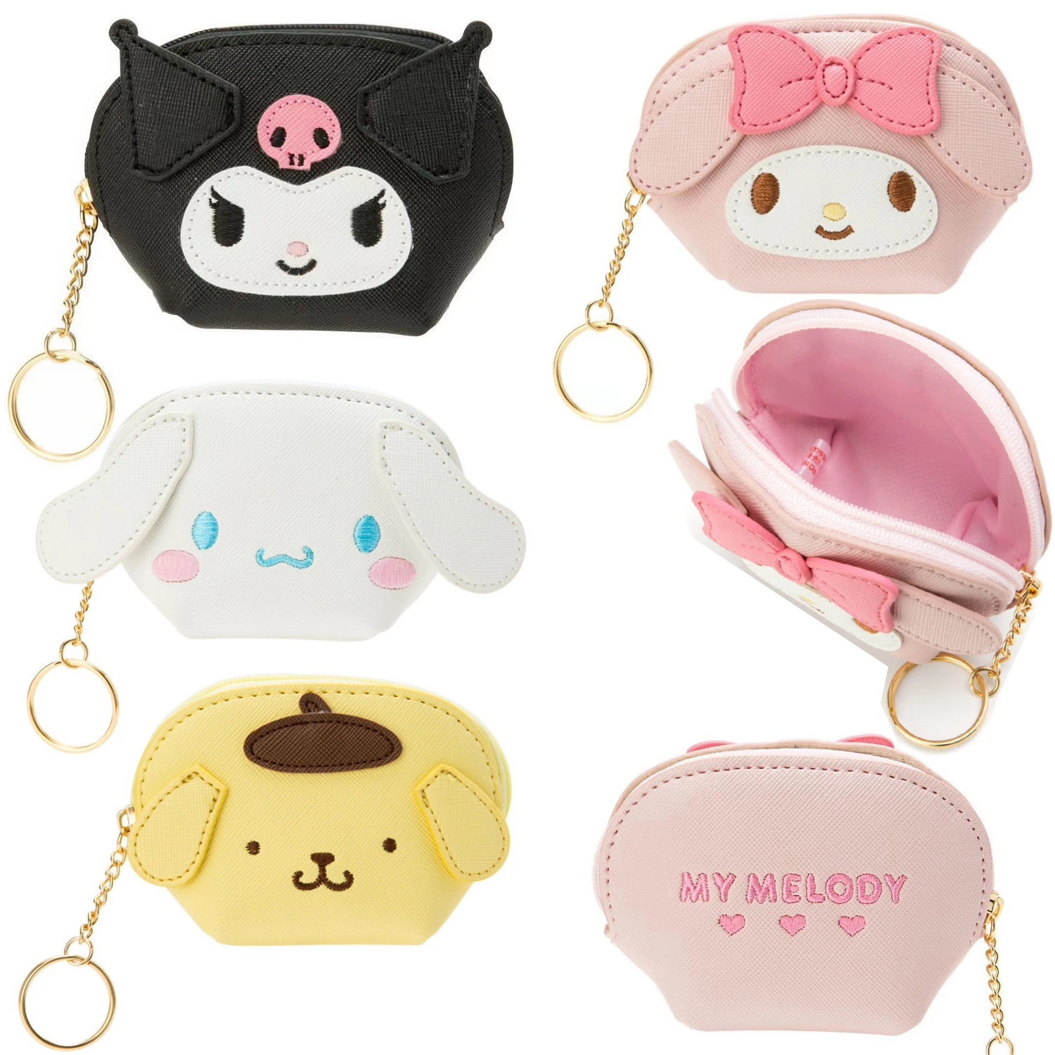 

Kawaii Sanrios Kuromi My Melody Cinnamonroll KT cat Cartoon Key Chain mini coin purse girl Small Wallets Pouch kids Gift