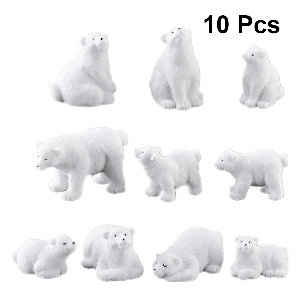 

Figurines Animal White Figures Miniature Animals Realistic Family Set Cupcake Topperplastic Arctic Minigarden Fairy Ornament