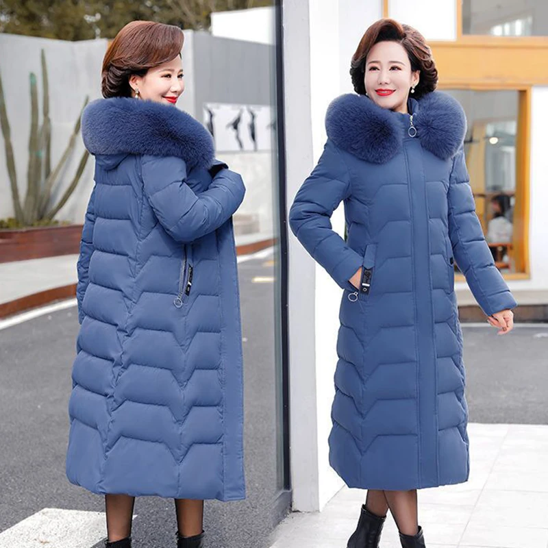 

Warm Winter Coats 8XL Plus Size Women Large Fur Collar Thick Parkas Snow Wear Cottton Padded Jacket Female Outwear YTNMYOP