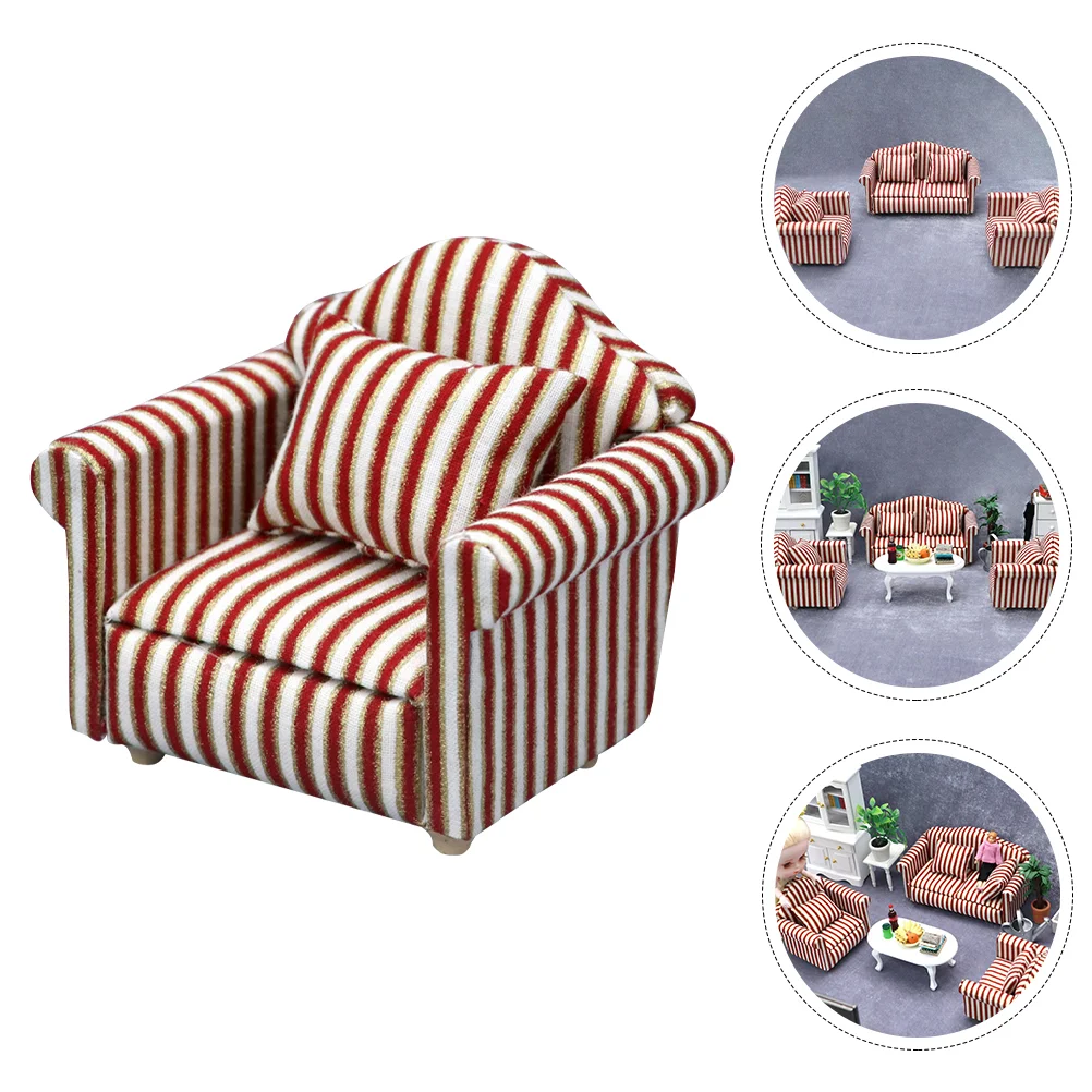 

1 Set Exquisite Mini Sofa with Pillow Decorative Mini House Furniture Photo Prop