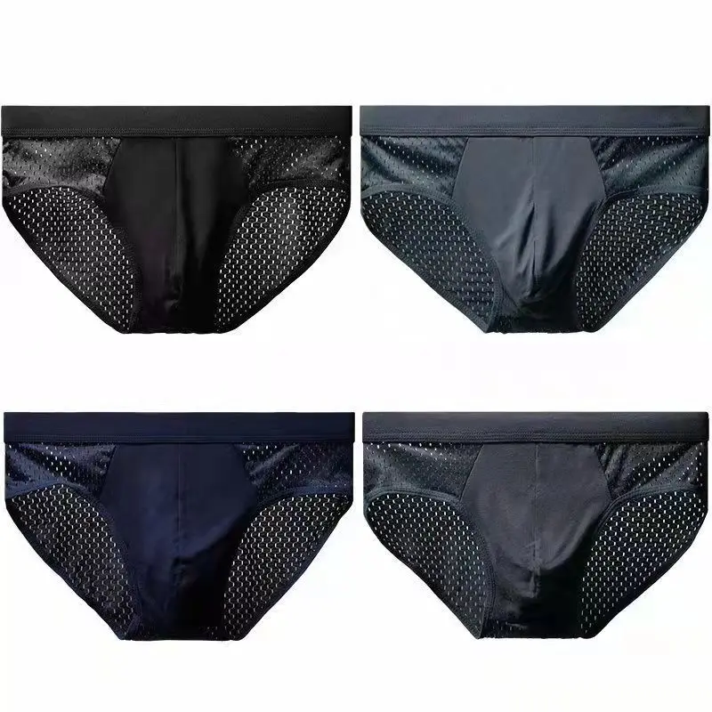 Fashion Men's Panties Mens Ice Silk Underwear Men L-4XL Size Briefsr Bikini Pant Men Comfortable