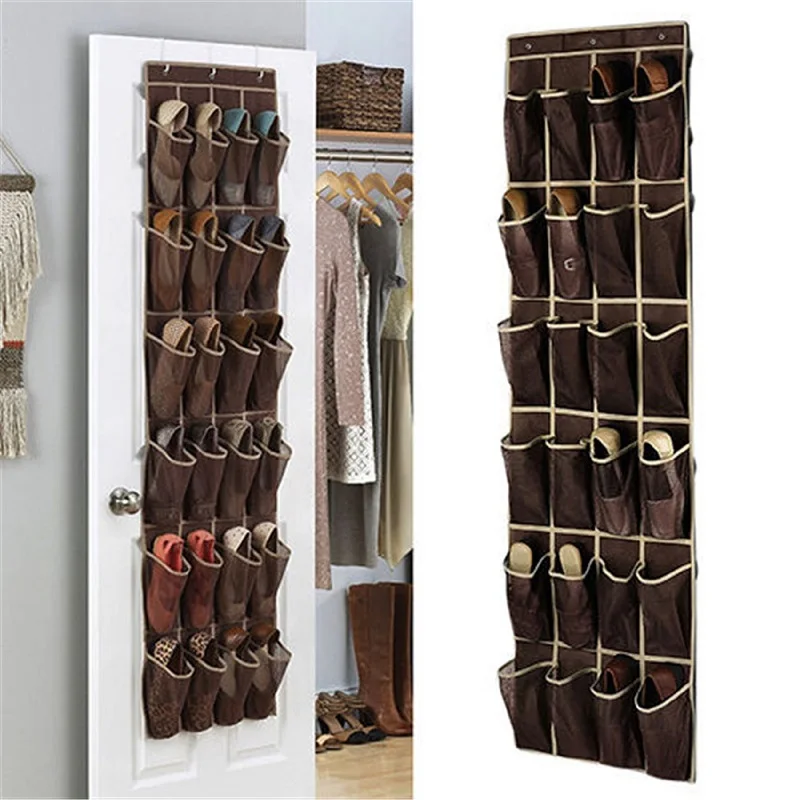 

24 Pocket Non Woven Hanging Storage Bag Door Holder Home Shoes Organizing Bag With Hooks Space Saver Shoes Hanging Bag