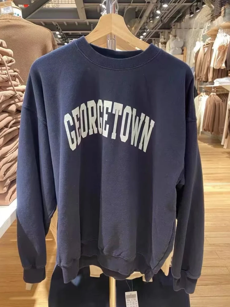 Повседневные женские свитшоты с принтом жоржтауна осень 2023 Модные круглым