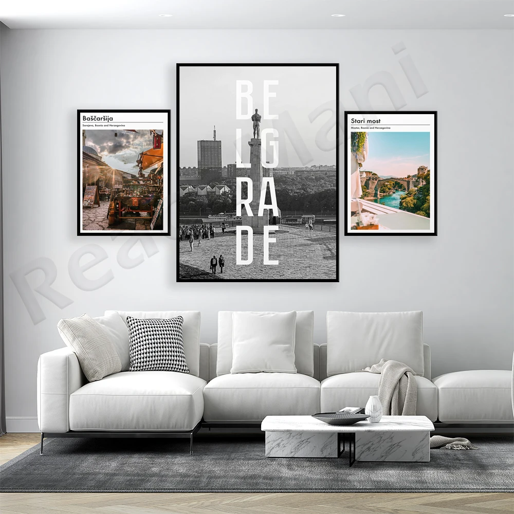 Фото Sarajevo, Bosnia, Belgrade Serbia, Mostar Bosnia, настенная художественная печать, украшение для путешествий, постер, печать на холсте №4