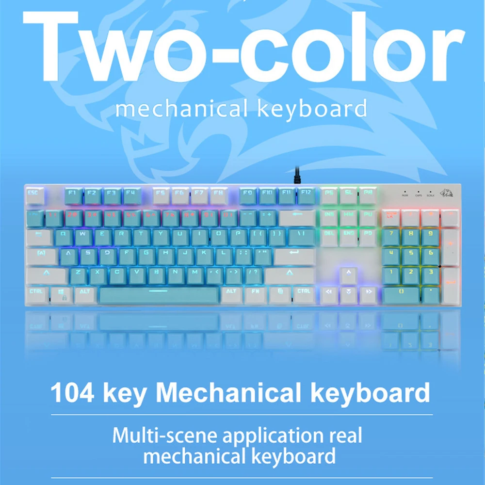 

Прочная клавиатура с 104 клавишами, двухцветная игровая клавиатура, колпачки для клавиш с подвесной кнопкой, цветная клавиатура с подсветкой