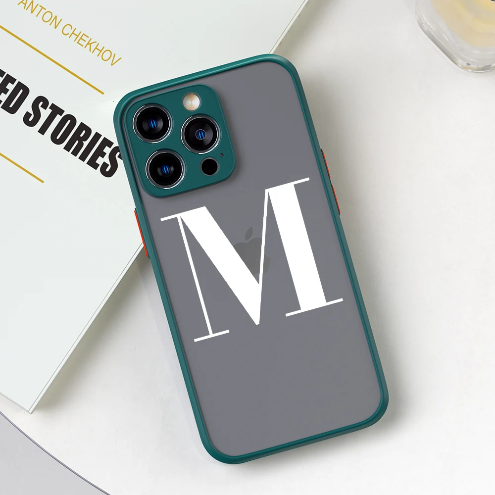 

Personalised Customization Initial Letter Transparent Frosted Phone Case for iPhone 14 Pro Max 13 12 11 X XS XR Luxury DIY Cover