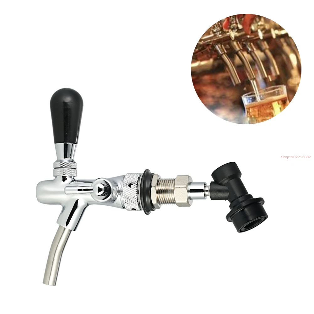 

G5/8 Shank Beer Tap Adjustable Flows Chrome Draft Long Stem Home Brew Keg with Ball Lock Disconnect boba straw