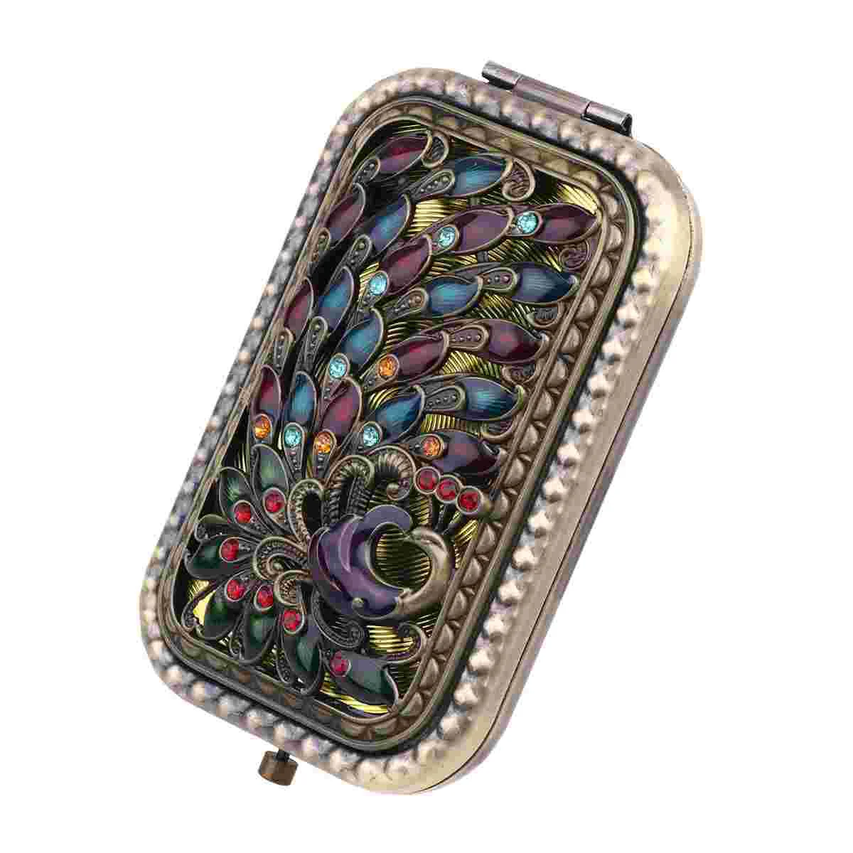 

Mirror Compactvintage Makeup Pocket Pursefoldable Double Mini Women Vanity Portable Sidetravel Handheld Pursesmirrors Rhinestone