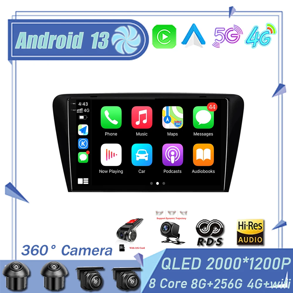 

Автомагнитола на Android 13 для Volkswagen, Skoda Octavia 3, A7 2013-2018, мультимедийный видеоплеер, GPS-навигация, головное устройство, № 2Din, DVD