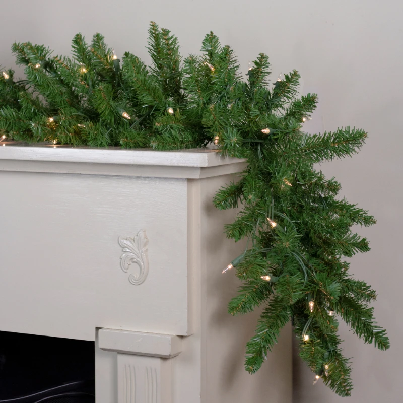 

x 12" Pre-Lit Eastern Pine Artificial Christmas Garland - Clear Lights