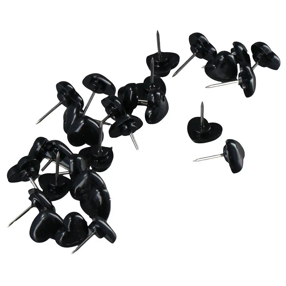 

Black Love Heart Push Pins Home Decoration Plastic Metal Drawing Pins Binding Supplies Bulletin Board