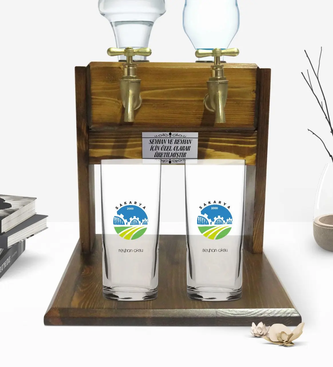 

Персонализированный красочный печатный дизайн Sakarya туристическая двойная чашка и двойной кран из натурального дерева стенд 1