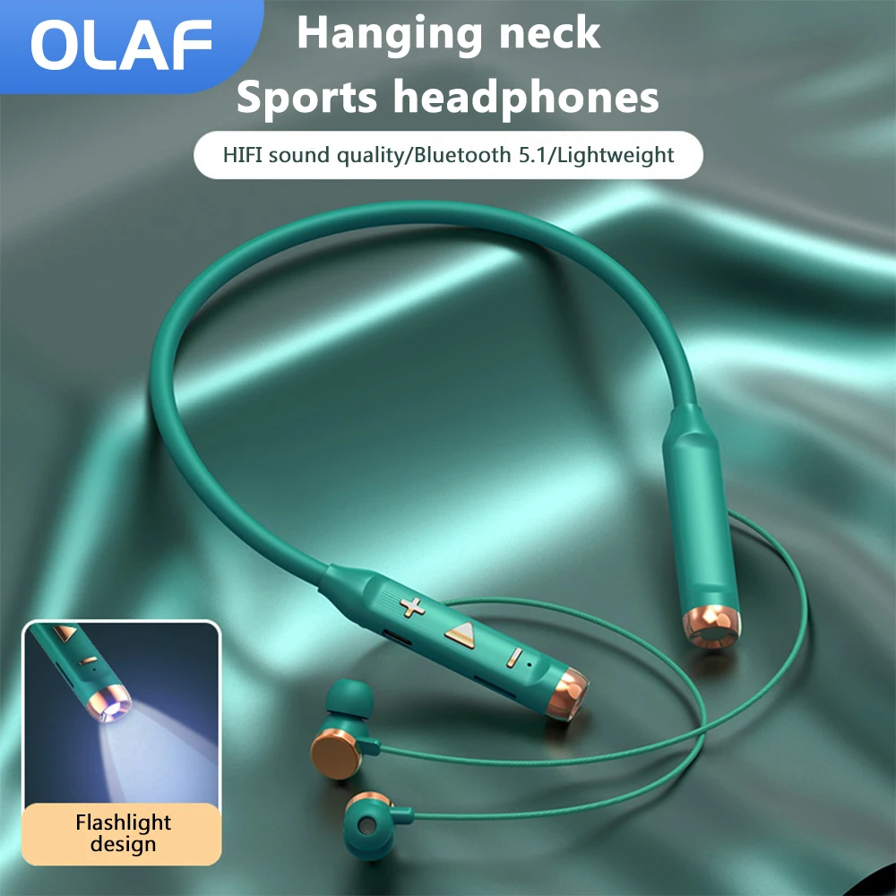 

Bluetooth 5.1 Key Control Wireless Earphones with HD Mic Flashlight Headsets Noise Reduction Stereo Waterproof Sports Headphones