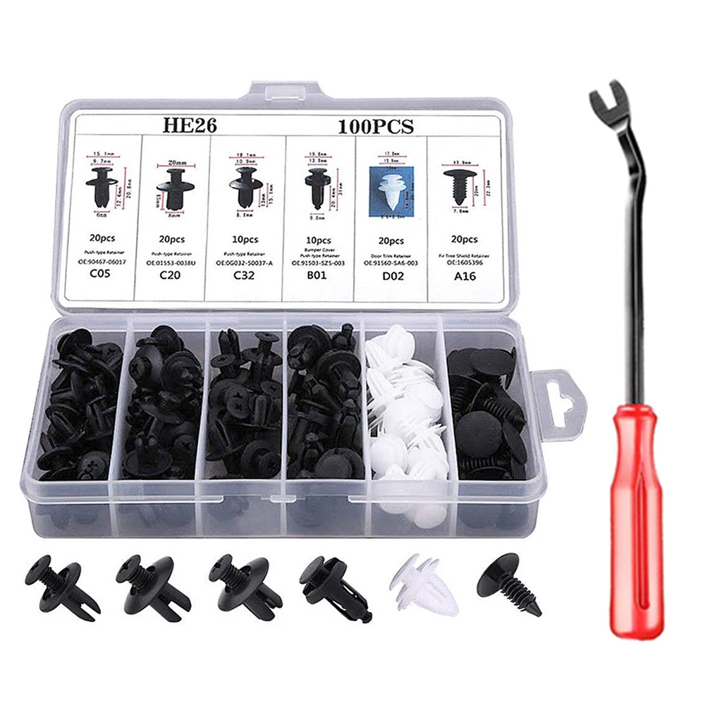 

50/100Pcs Auto Fastener Clip Mixed Car Body Push Retainer Pin Rivet Bumper Door Trim Panel Retainer Fastener Kit Car Accessories