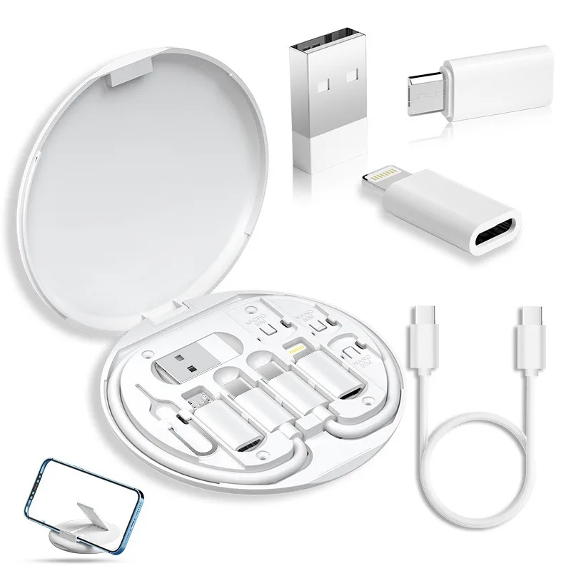 

Органайзер для кабеля быстрой зарядки PD 60 Вт — многопортовый ящик для хранения с подставкой для телефона, SIM-эжектором, легкий дорожный футляр для всех устройств